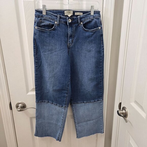 Logo Lori Goldstein‎ Wide Leg Jeans 4P Blue Colorblock Casual High Rise - Picture 1 of 12